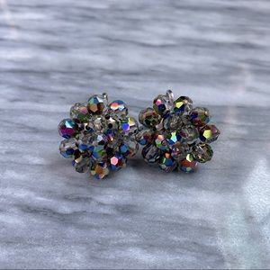 Vintage crystal clip on earrings